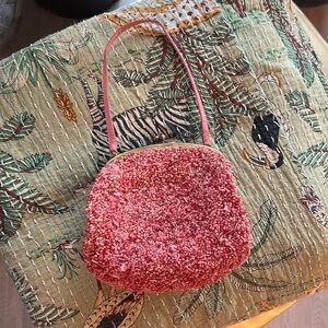 Santi Beaded Sequin Jewel Embellished Kiss Lock Mini Cocktail Party Purse Bag